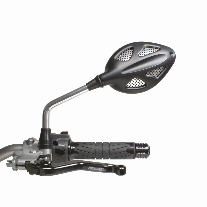 Rétroviseur Homologué Réversible Early Noir Mat/Grille Alu Tige Alu